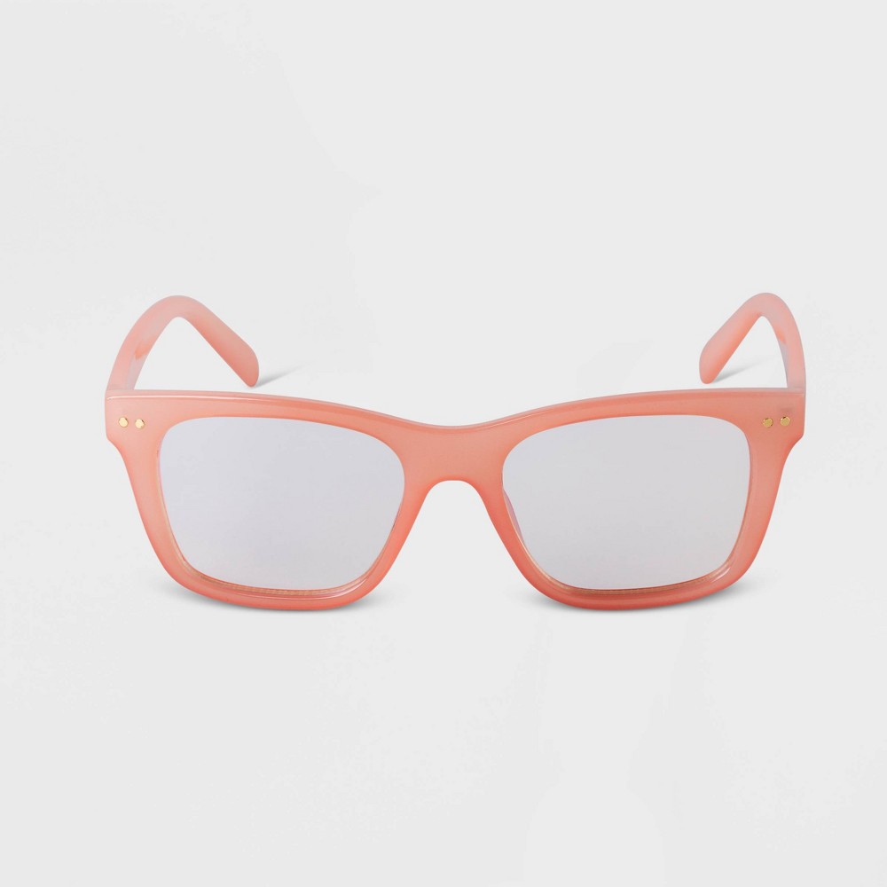 Womens Angular Square Blue Light Filtering Glasses - A New Day Peach Orange