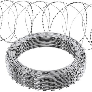 VEVOR Razor Wires, 98 ft Razor Barbed Wire, 2 Rolls Razor Wire Fencing Razor Fence,Double Spiral Razor Ribbon Barbed Wire Galvanized Razor Wire Fence - 1 of 4