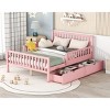 Full Size Wood Platform Bed, Bed with Guardrails on Both Sides and Two Storage Drawers, Modern Design Bed with Pinewood Frame-Baofuwish - 3 of 4