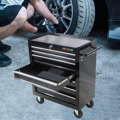 7-Drawer Rolling Tool Cart Cabinet With Keyed Locking System High Capacity Tool Storage Cabinet Organizer With Wheels