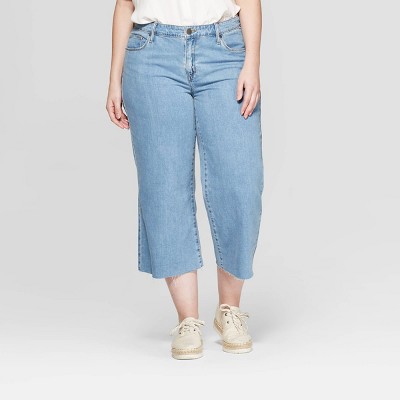 plus size wide leg cropped jeans