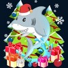 Men's Design By Humans Funny Santa Shark Christmas T-Shirt By thebeardstudio T-Shirt - 2 of 4