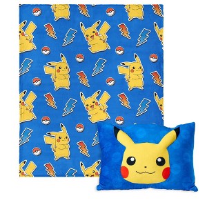 Pokemon Pika Pika Silk Touch Throw Blanket 50X60 inches with Plush Pocket Pillow 14X20 inches - 1 of 4