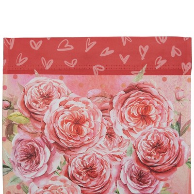 Red Polyester Valentine's Day Garden Flag with Rose Bouquet