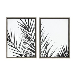 Kate and Laurel Sylvie Palm I and II BW Framed Canvas by Amy Lighthall, 2 Piece 18x24, Gray - 1 of 4