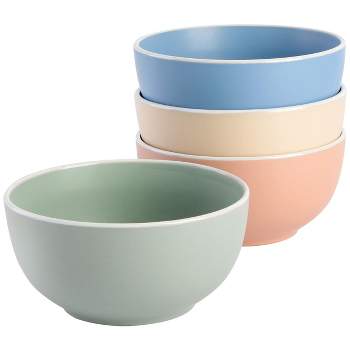 Spice By Tia Mowry Creamy Tahini 4 Piece Round Stoneware Cereal Bowl Set in Assorted Matte