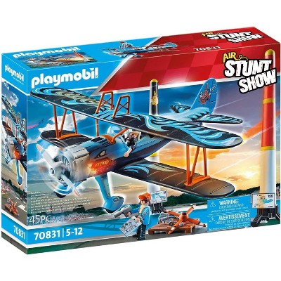 PLAYMOBIL Air Stunt Show Phoenix Biplane, 45 Pieces, Ages 5-12 Years