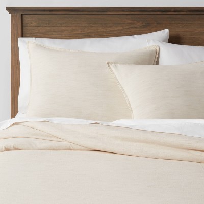 Space Dyed Cotton Linen Duvet Cover & Sham Set - True Khaki