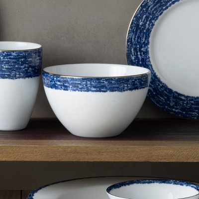 Blue and White Ceramic Cereal Bowls Set of 4