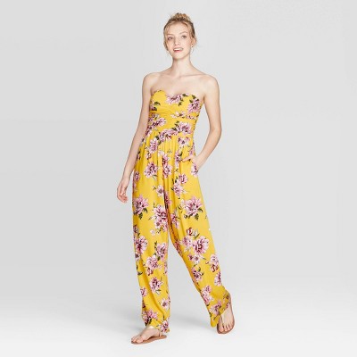 Women's Floral Print Strapless Quilted Top Jumpsuit - Xhilaration