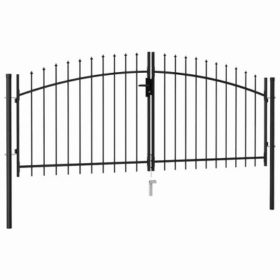 Fence Gate Double Door with Spike Top Steel 9.8'x4.1' Black vidaXL