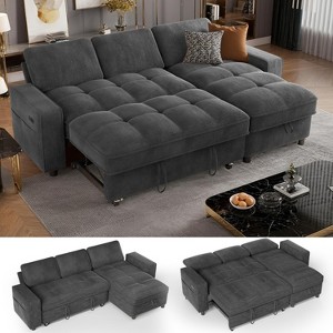 Vipbear 78/104 inch Modular Sectional Sleeper Sofa with Pull Out Bed,L/U-Shaped Sectional Sofa with USB Ports/Adjustable Backrest,Tool-Free Assembly - 1 of 4