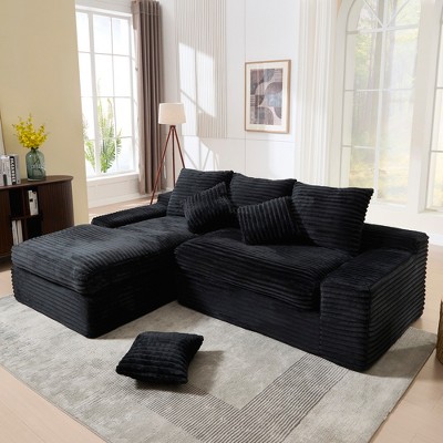 98'' Cloud L-Shaped Modular Sectional Sofa with Deep Seat and Convertible Sponge Cushions