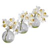 Nearly Natural Cymbidium with Vase Artificial Flower Arrangement (Set of 3) - 2 of 4