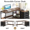 PAGED L-Shaped Computer Desk, Reversible Corner Office Desk with Drawers and Storage Shelves for Living Room - 2 of 4