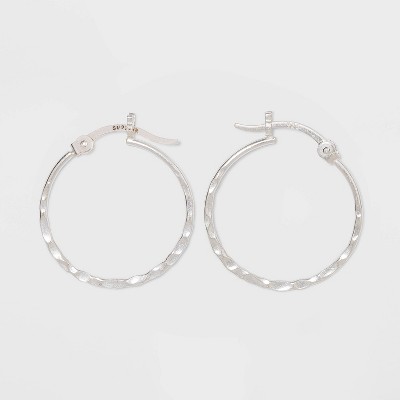 Sterling Silver Small Hammered Round Click Top Hoop Earrings - Universal Thread™ Silver
