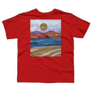 Boy's Design By Humans Beach Landscape Stain Glass By Maryedenoa T-Shirt - 1 of 3