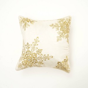 TopComfy Support Pillow Snowflake Embroidery and Bead Work Throw Pillow for Holiday Accent Decor, White, 18"*18"*2" - 1 of 4
