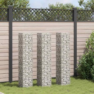 vidaXL Gabion Wall Gabion Retaining Wall Gabion Basket Cage Heavy Duty Metal - 11.8" x 11.8" x 59.1" (3 pcs) - 1 of 4