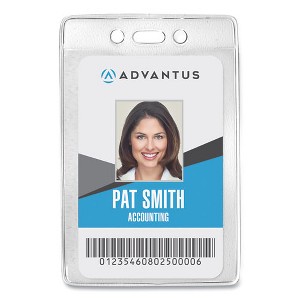 Advantus Security ID Badge Holders, Vertical, Pre-Punched for Chain/Clip, Clear, 2.63" x 4.38" Holder, 2.38" x 3.75" Insert, 50/Box - 1 of 3