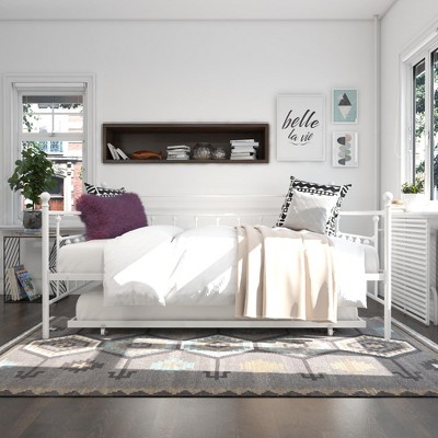 White Metal Queen Daybed with Trundle and Drawer