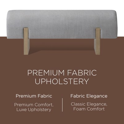 Gray Upholstered Wooden Bench with Curved Design