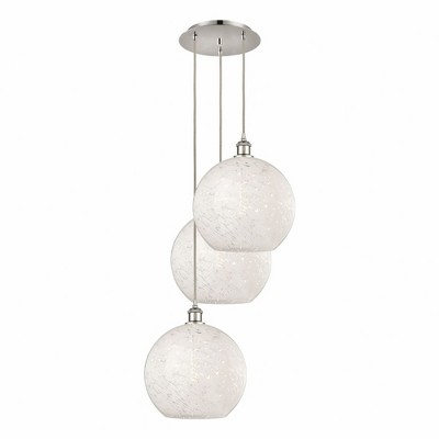 White Mouchette - 3 Light Cord Hung Multi Pendant In Modern Style-13.5 Inches Tall and 18.5 Inches Wide