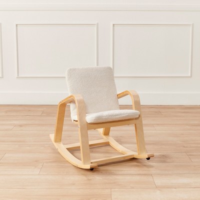 Natural Birch Kids Rocking Chair with Faux Shearling Cushion
