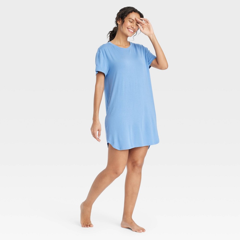 Photos - Other Textiles Women's Cloud Knit Short Sleeve Dress - Auden™ Blue XL