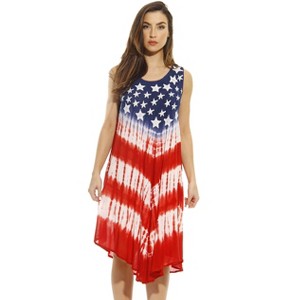 Riviera Sun American Flag Women's Summer Dress – Patriotic Swimsuit Cover-Up & Beach Vacation Outfit - 1 of 2