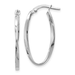 Black Bow Jewelry 2mm Twisted Oval Hoop Earrings in 14k White Gold, 30mm (1 3/16 Inch) - 1 of 4