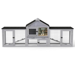 SEVOBAL 82.5” Wooden Rabbit Hutch Outdoor Easy to Assemble Rabbit Cage Bunny Hutch Indoor with Cleaning Tray Waterproof Roof for Bunny Rabbit Chick - 1 of 4