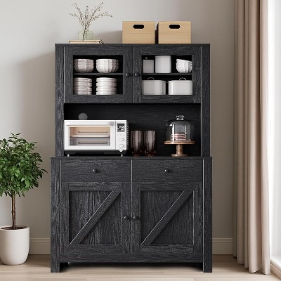 63" Kitchen Pantry Cabinet with Drawers, Hutch Cabinet with Storage, Microwave Stand, Adjustable Shelves,for Dining Room, Living Room