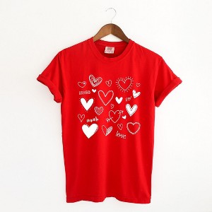 Simply Sage Market Women's Love Heart Collage Short Sleeve Garment Dyed Tee - 1 of 4