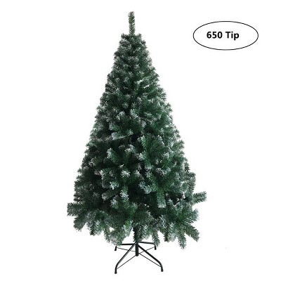 White and Light Green Artificial Christmas Tree with PVC Branches, Durable Iron Base, Full Lifelike Design for Holiday Home Décor