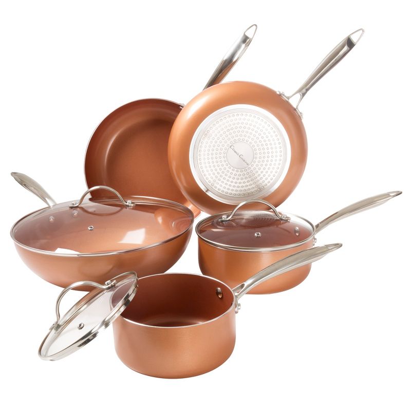 Hastings Home Nonstick, Dishwasher Safe, Oven Safe Cookware Set With Tempered Glass Lid - Copper, 8 Pieces, 4 of 6