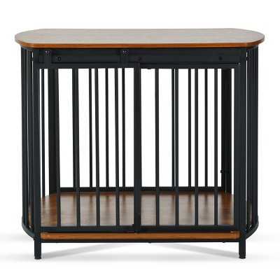 AZL1 Life Concept Pet Crates and Houses Curved Pet Cage Dual Purpose Furniture Ventilated Structure Chew Resistant, Brown, 31.5"*23.03"*25.87"