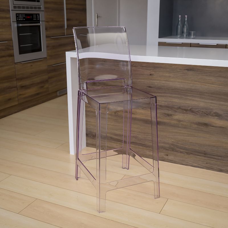 Flash Furniture Ghost Counter Stool with Square Back in Transparent Crystal, 3 of 12