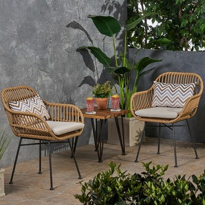 Dining Chairs Set Of 2, Rattan Chairs With Waterproof Mat, Steel Frame, Slender Leg, Round Edges Modern Living Room Chair