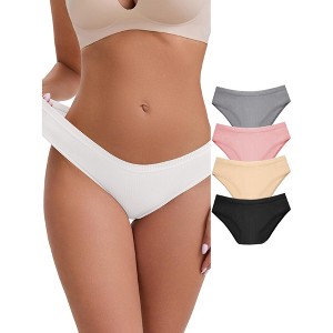 INSPIRE CHIC Women's Low-Waisted Butt Lifting Underwear Thread Cotton Comfortable Briefs 5 Packs - 1 of 4