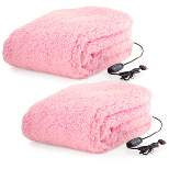 Heated Blanket 2-Pack - USB-Powered Fleece Throw Blankets for Travel, Home, Office, or Camping - Winter Car Accessories by Stalwart (Pink)