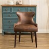 SKRAN Upholstered Mid Century Lounge Chair, Tufted Button Back Barrel Chair with Nailhead and Hardwood Frame, Accent Chair for Living Room, Brown - 2 of 4