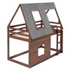 Twin Over Twin Bunk Bed Wood Frame House Shaped with Roof,Ladder and 2 Windows for Kids Teens Girls Boys - 4 of 4