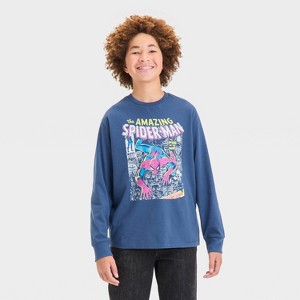 Boys' Long Sleeve Spider-Man Graphic T-Shirt - art class™ Dusty Blue - 1 of 4