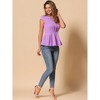 INSPIRE CHIC Women's Elegant Round Neck Cap Sleeve Solid Color Peplum Blouses - 3 of 4