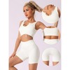 Allegra K Women's Bra and Underwear Sets, Ribbed Exercise Tank Bra High Waist Flatten Stomach Knickers - 3 of 4