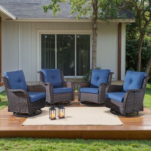 Gymojoy 4 Pieces Outdoor Rocking Chair Rattan Rocker Chairs with Cushion - 1 of 4
