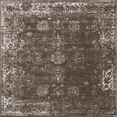 Casino Sofia 6' 1" Square Brown Indoor Easy-Care Rug