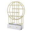 BRINJOY 70.8 Inch Round Office Bookcase Bookshelf, Display Shelf, Two Drawers, Gold Frame - 4 of 4