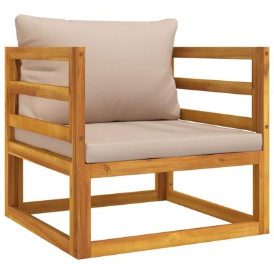 vidaXL Garden Chair - Taupe Cushions, Solid Acacia Wood Construction, Modular Design for Customizable Seating
